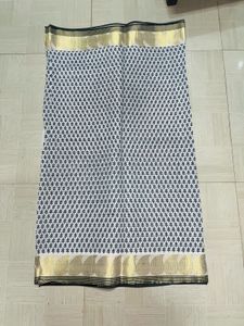 Elegant New White Printed Saree
