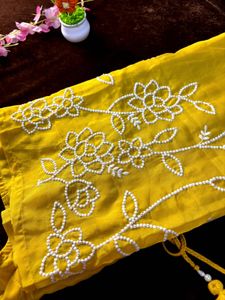 Elegant Yellow Embroidered Suit Set