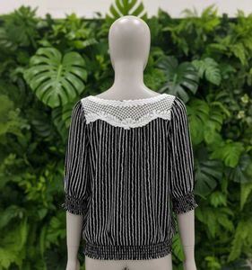 Striped Blouse with Lace