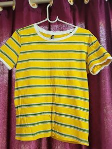 Ajile By Pantaloons Yellow Striped Tshirt