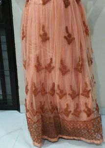 Peach Embroidered Sharara Suit