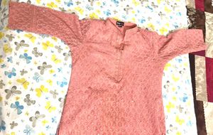 Peach Embroidered Kurta