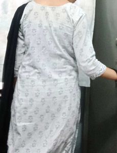 Kurta  Pant Co Ord Set  Grey White Cotton