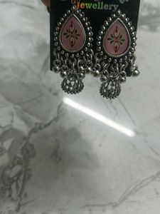Cute Silver Tone Drop Ethnic Earrings