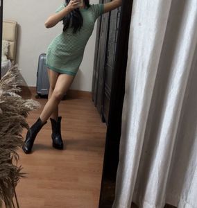 Green Knit Mini Dress