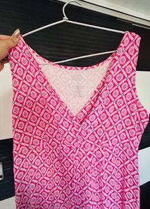 Pink Patterned Sleeveless Dress