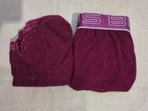 Maroon Lace Bra &amp; Panties Set