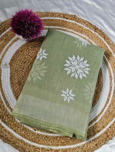 Olive Green Cotton Saree