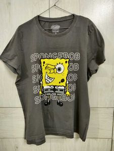 SpongeBob Graphic Oversized Tee – Grey