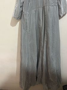 Elegant Silver Velvet Gown