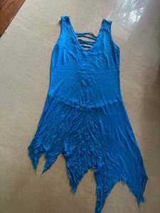 Blue Asymmetrical Hem Dress