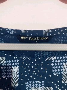 Blue Round Neck Kurti