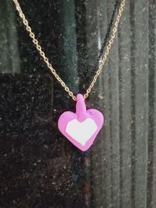 Handmade Pink Heart Pendant Necklace