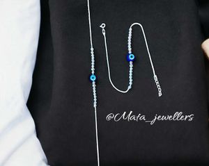 Evil Eye Beaded 92.5 Sterling Silver Chain Anklet