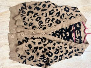 Leopard Print Button-Down Cardigan