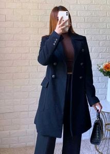 Black Double Breasted Long Coat