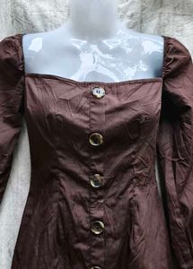 38318. Brown Button-Down Dress