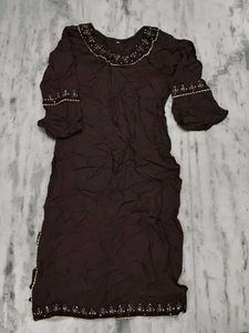 Girls Wear Elegant Brown Embellished Kurta with pa
