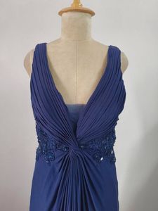 Elegant Navy Blue Embellished Formal Gown