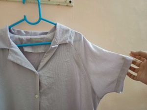 Free Size Striped Cotton Shirt Dress