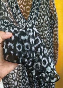 Animal Print Sheer Top