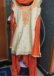 Orange Embroidered Salwar Kameez