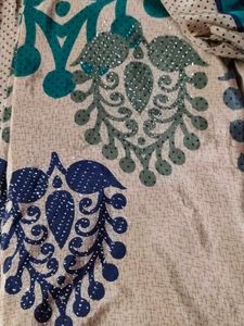 Elegant Beige &amp; Green Saree with Blouse