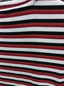 Lucky Charms Knee Length T Shirt Dress, Red Black And White Strips.