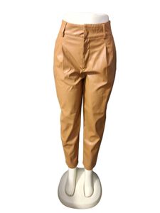 Stylish Tan Faux Leather Pants Size 30