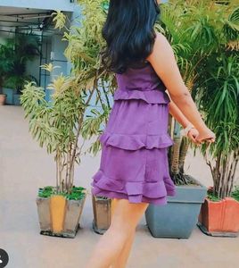 Purple Ruffle Mini Dress
