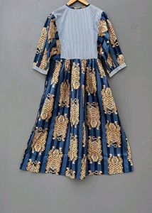 Tiger Print Midi Dress Deep Neck With String Close
