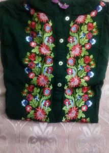 Embroidered Green Top