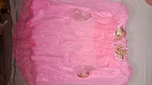 Pink Party Dress with Floral Details