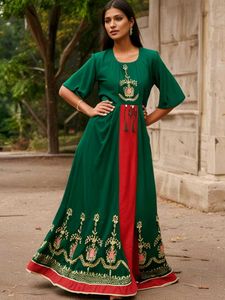 Green Ethenic Cut Out Gown Xxl Size
