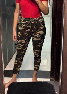 Army Print Pants with Elasticated Waist