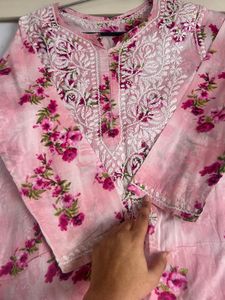 Floral Printed Chikankari Kurta