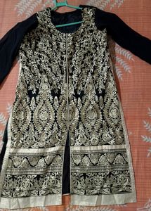 Black Embroidered Kurta With Sharara