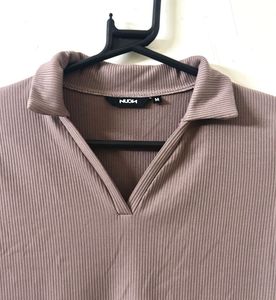 Mauve Ribbed Polo Tee (Nuon From Westside)