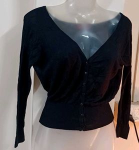 Black Button-Down Cardigan
