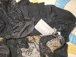 Sheer Black Short Sleeve Duster (size &#39;s&#39;)