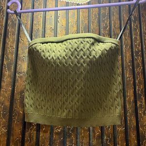 Olive Green Knit Tube Top