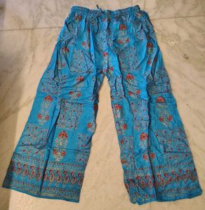 Boho Print Palazzo Pants Foil Work