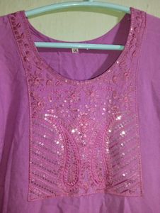 Embroidered Purple Tunic Top