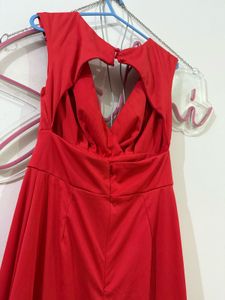 Red Maxi Tail Slit Backless dress for shoot/event