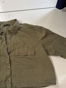 Olive Green Cropped Utility Shirt