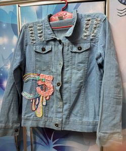 Denim Jacket With Sequin Work