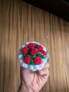 Crochet Rose Bouquet Keychain