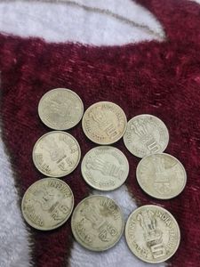 Rare Indian Parliament 5 Rupee Coins (x9)