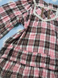 Pink &amp; Brown Plaid Ruffle Top