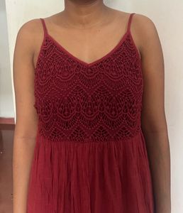 Burgundy Lace Detail Dress